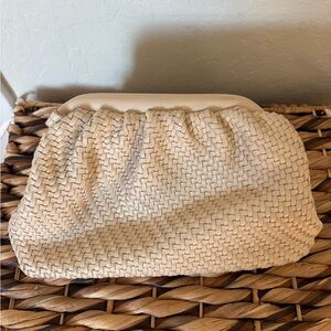 Anthropologie Cream Woven Clutch